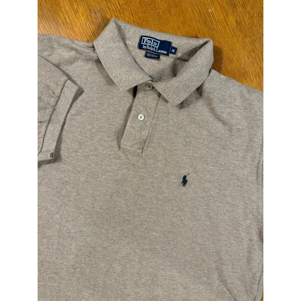 VTG Polo Ralph Lauren Polo Shirt XL Brown Heather‎ Green Pony Golf Short Sleeve